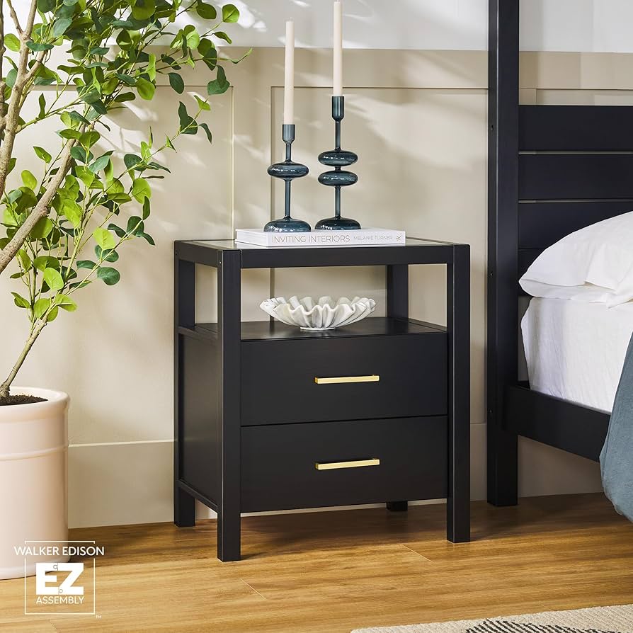 アラビアンナイトウ Amazon.com: Walker Edison Isla Modern Solid Wood 2 Drawer